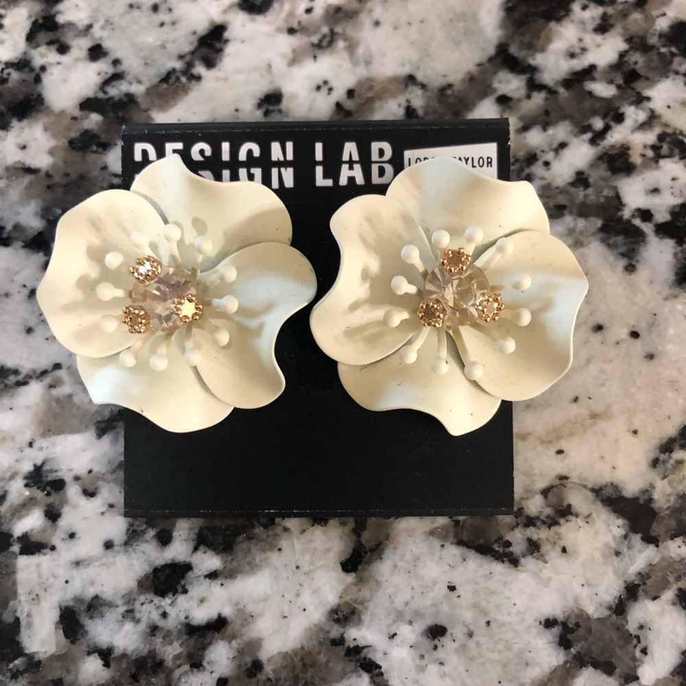 White Orchid Flower Earrings
